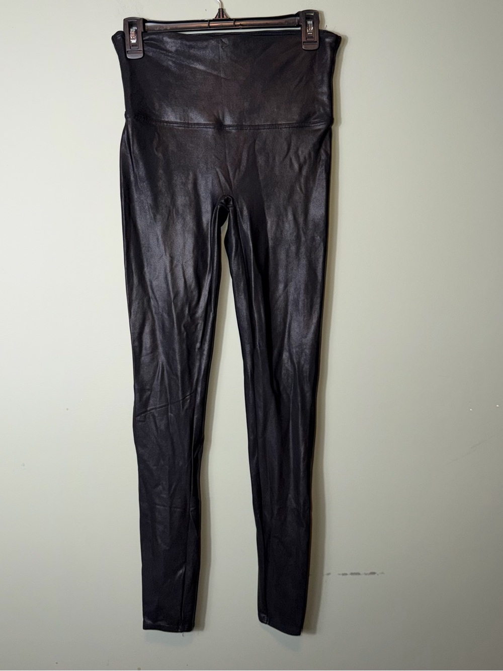 SPANX Women’s faux leather high-rise leggings smoothing waistband size XL‎ Black